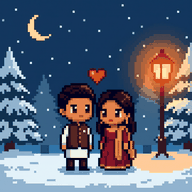 Snowy Night pixel scene