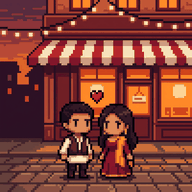 Cozy Café pixel scene